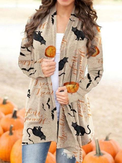 Halloween Animal Pumpkin Print Cardigan - Shop Trendy Women's Clothing | LoverChic