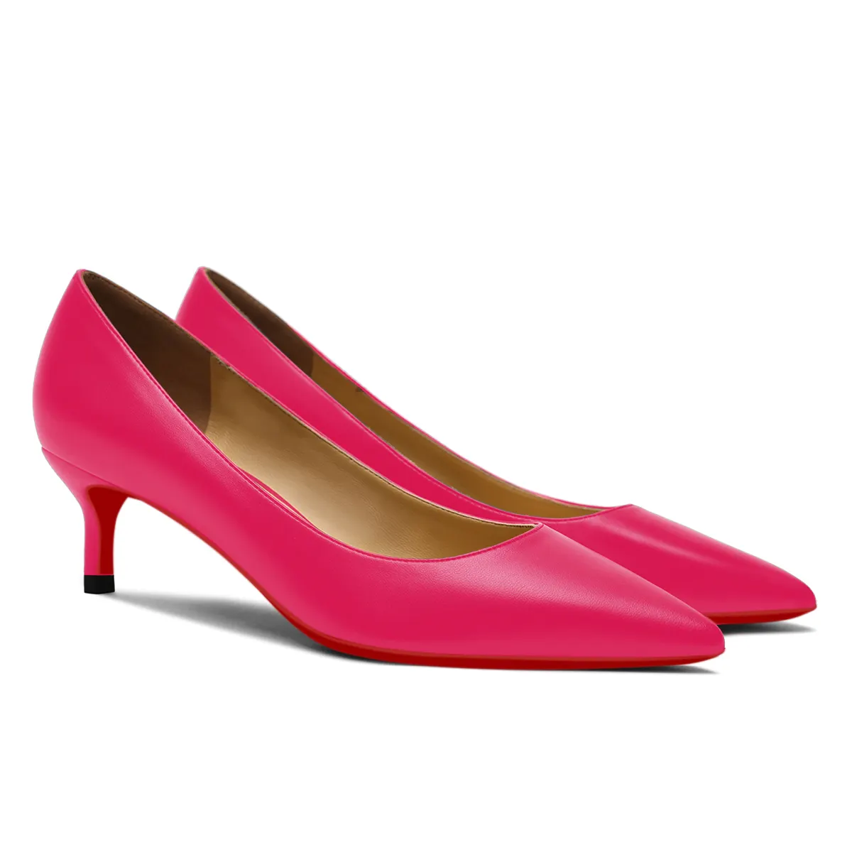 50mm Women's Low Heel Kittens Pointed Toe Casual Slip On Matte Red Bottoms Pumps-vocosishoes