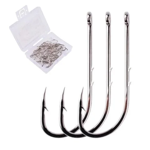 pornhint Pornhint 50pcs/ Box Long Shank Fishing Hook 1#-10# Fish Hooks High Carbon Steel Sharp Barbed Offset Narrow Bait Hook Fishhook