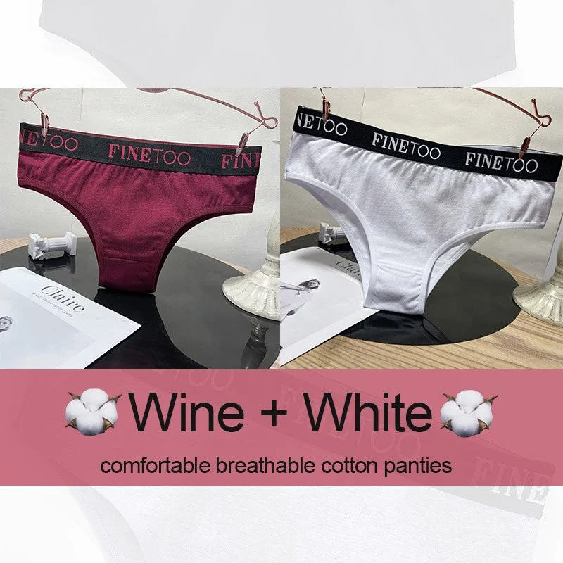 M-XXL Women's Panties Cotton Underwear Sexy Lingerie Panties Female Underpants Briefs Intimates Finetoo Cotton Pantys 2PCS/Set