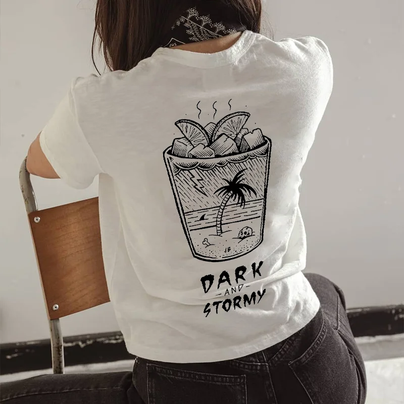 Dark And Stormy Printed Casual Women T-shirt - Krazyskull