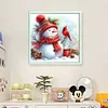 Snowman And Bird-11CT Stamped Cross Stitch 50*50cm/19.69*19.69in