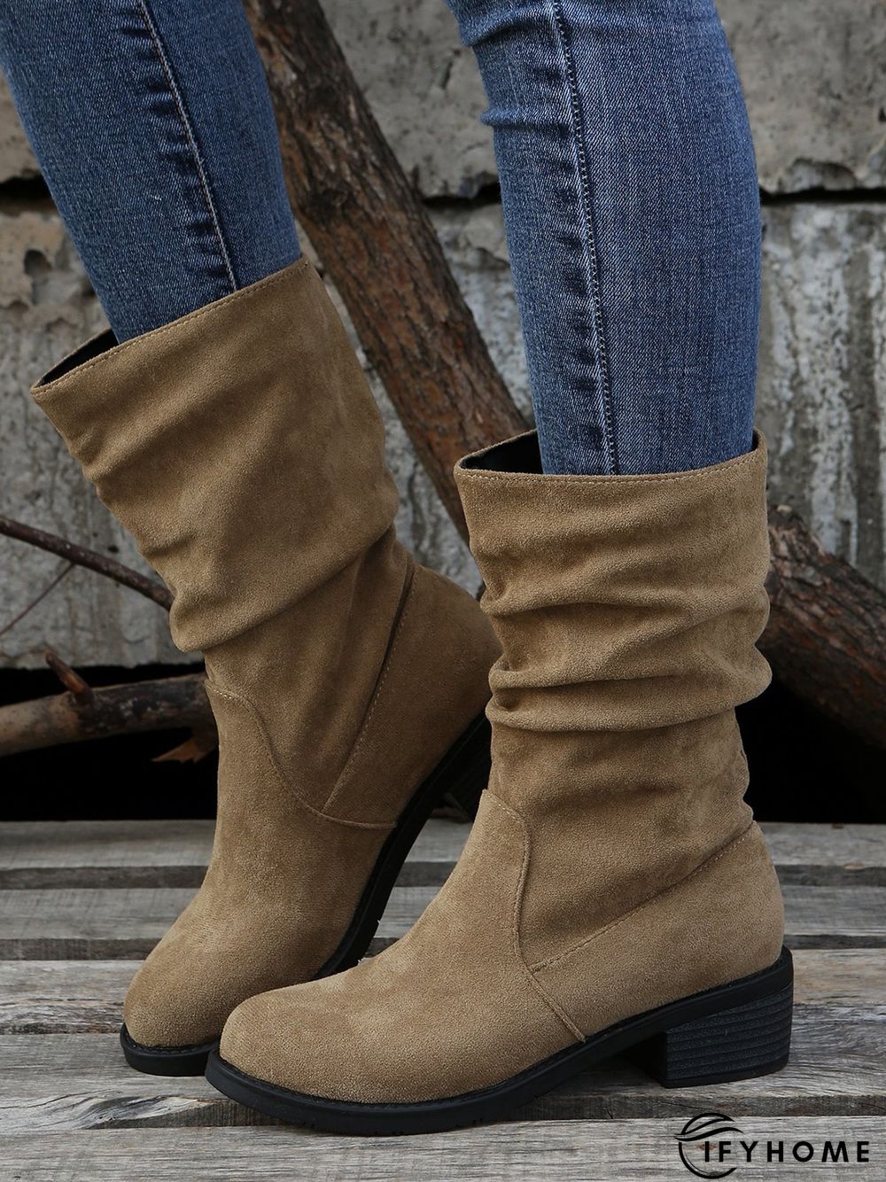 Faux Suede Slip On Slouchy Boots | IFYHOME