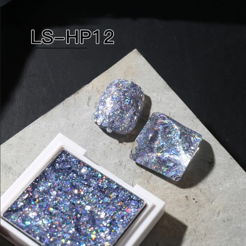 Nail UV Gel Polish Soak off Glitter Sequins Multi Color Solid Color Gel Glitter Palette Nail Art Decoration Gel Manicures Tool-Nail Inspo