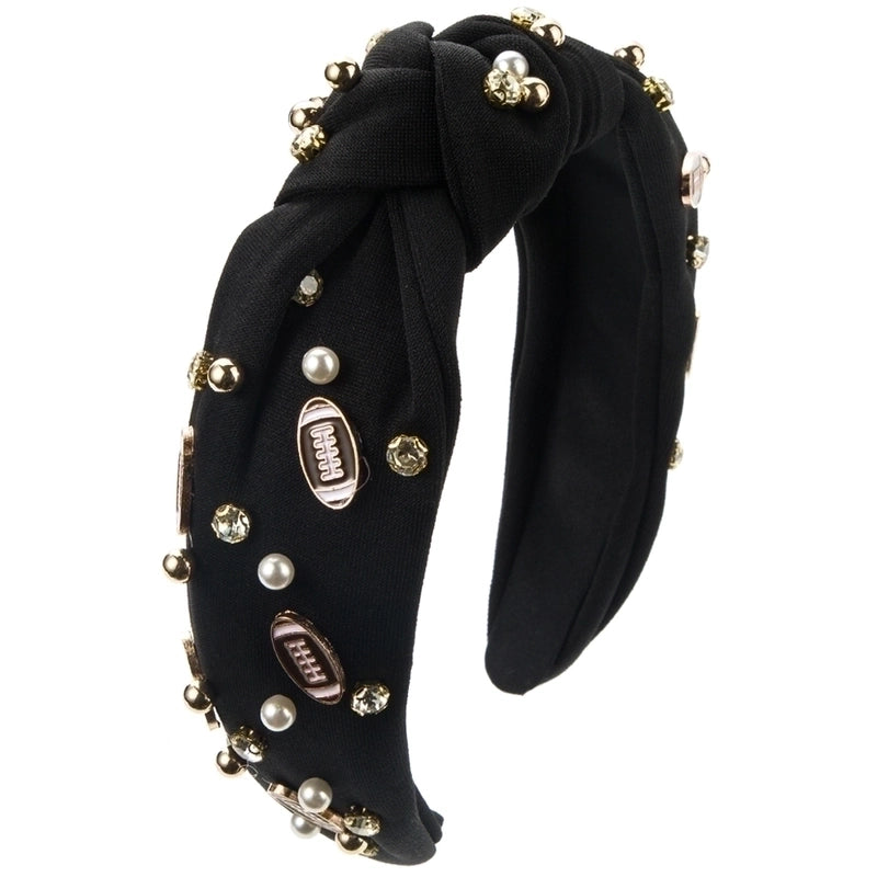 Women’s Casual Baroque Style Rugby Knot Alloy Cloth Inlay Rhinestones Pearl Hair Band