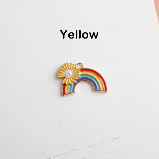Bulk 10 30Pcs Daisy Rainbow Enamel Charms DIY Jewelry Bracelet Necklace Pendant Charms Gold Tone Enamel Floating Flower Charm 5 Style 