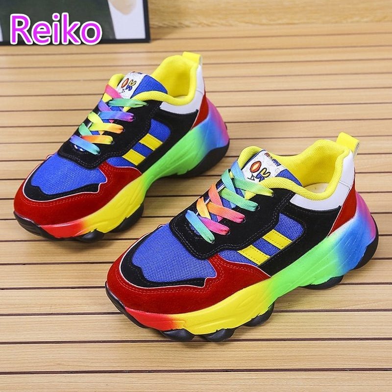 Tennis shoes hip-hop style sneakers 2021 fall color matching casual personality rainbow bottom women's shoes basketball shoes
