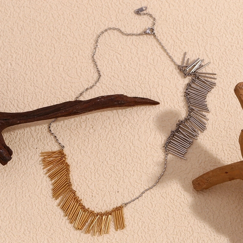 Casual Minimalist Geometric 304 Stainless Steel Titanium Steel 18K Gold Plated Tassel Necklace