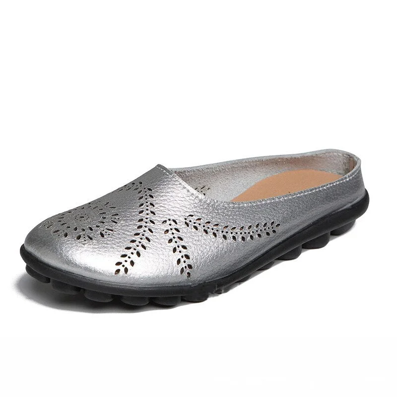 Women Flats Summer Women Genuine Leather Shoes Slippers Slip On Flat Shoes Women Leather Oxford Chaussures Femme Casual Loafers