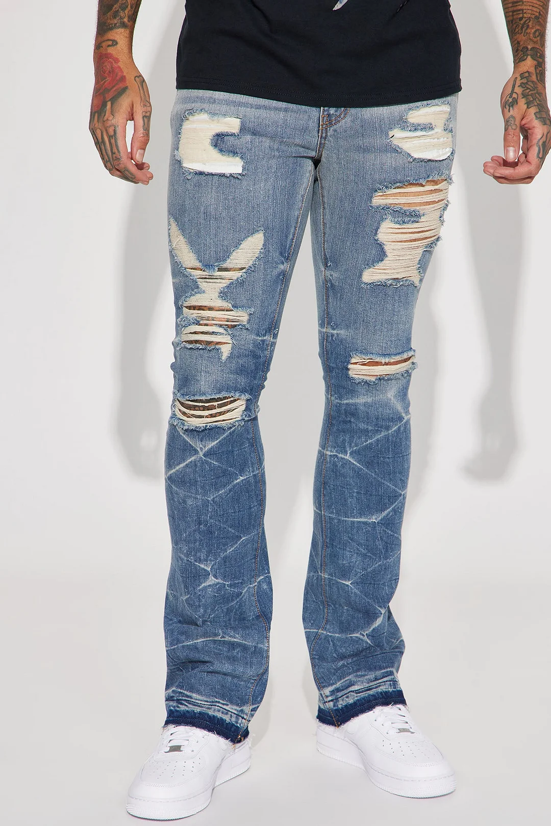 Reflection Stacked Skinny Flare Jeans - Light Blue Wash
