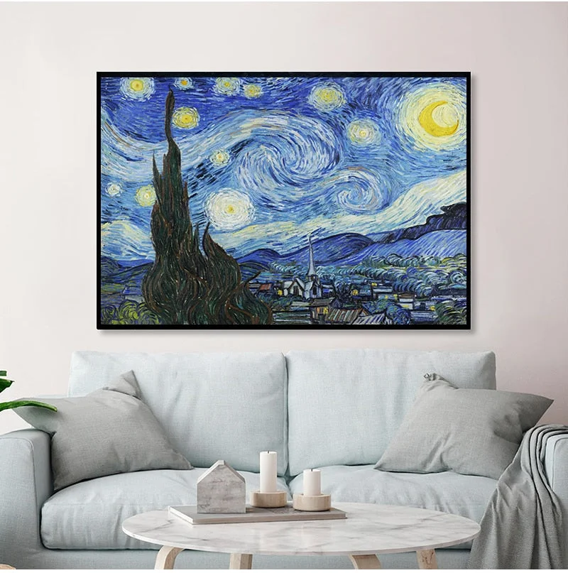 Starry Night by Vincent Van Gogh Famous Artist Art Print Wall Picture Canvas Oil Painting Home Wall Decor