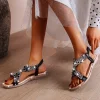 Women's Elegant Rhinestone Flat Sandals Shoes 
