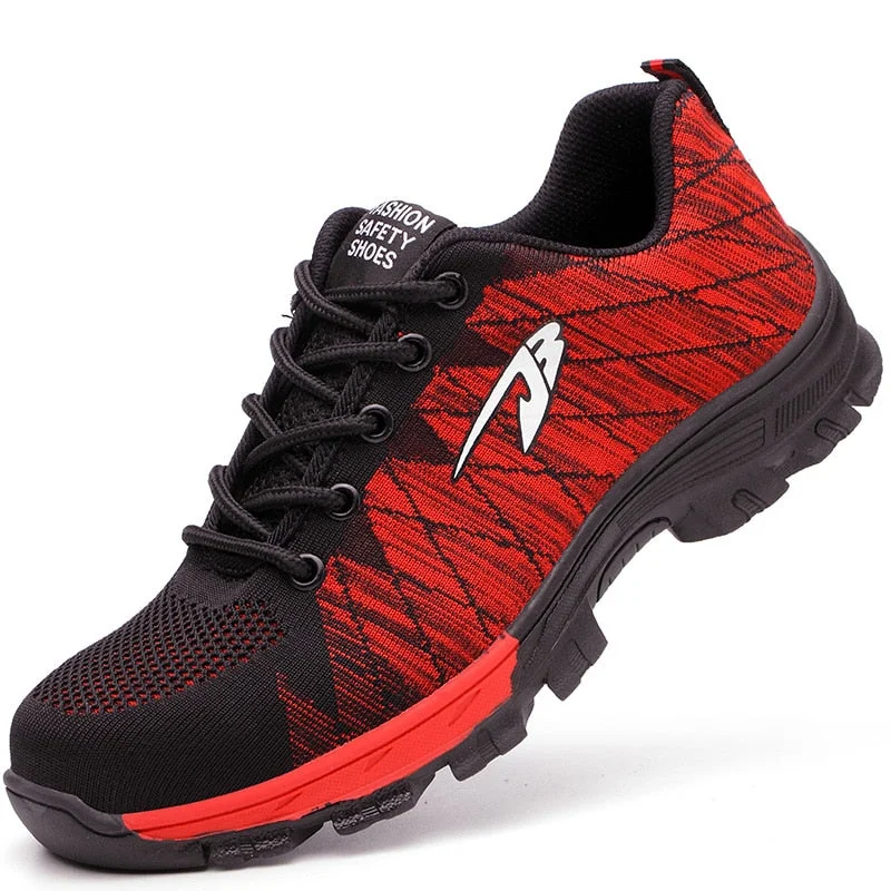 Outdoor Work Safety Shoes With Steel Toe Cap Unisex Wear-Resisting Boots Red Protective Industrial Casual Sneakers Free Shipping