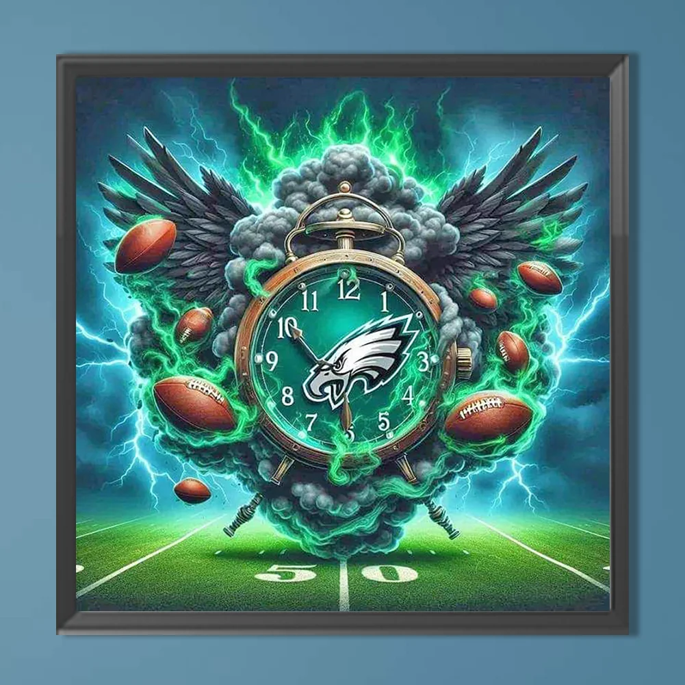 Diamond Painting - Full Round Drill - Philadelphia Team Clock(Canvas|40*40cm)