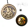 Lumi&egrave;re LED creuse ronde en bois d'Halloween
