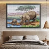 >SALE<Full Embroidery Eco-cotton Thread 11CT Printed Rhinoceros Cross Stitch 70x55cm