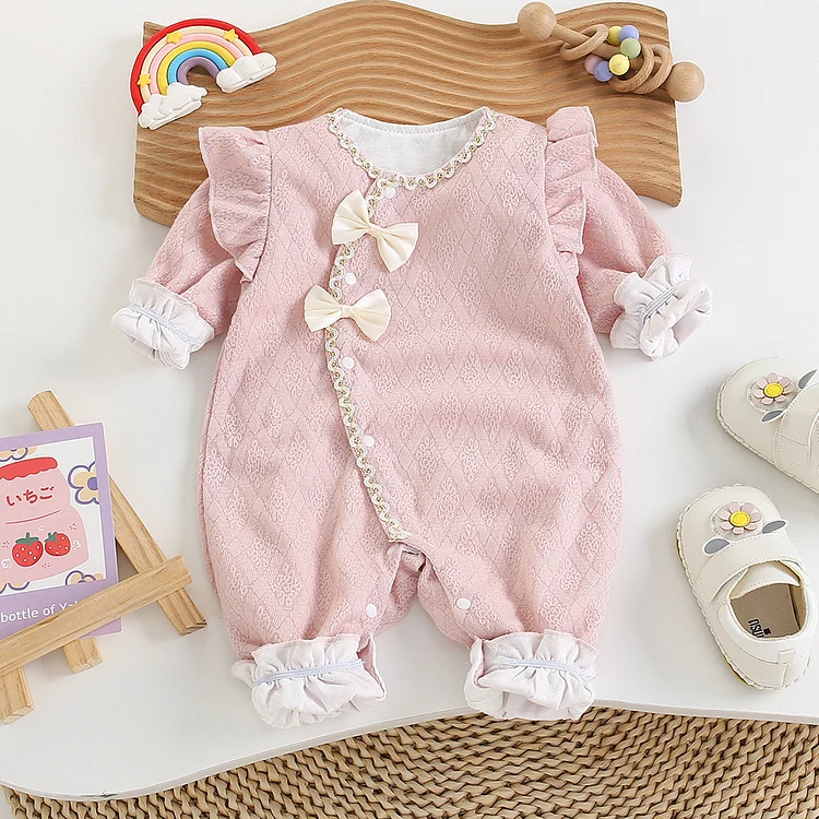 Baby Girl Clothes Onepeice Long Sleeve Pinkie Romper