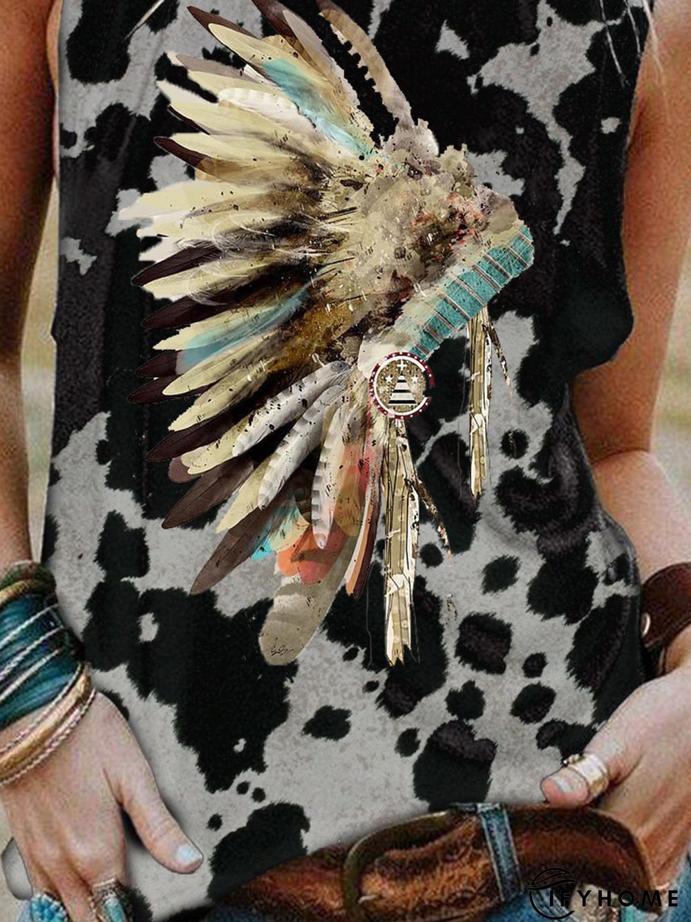 Cotton-Blend Printed Shirts & Tops | IFYHOME