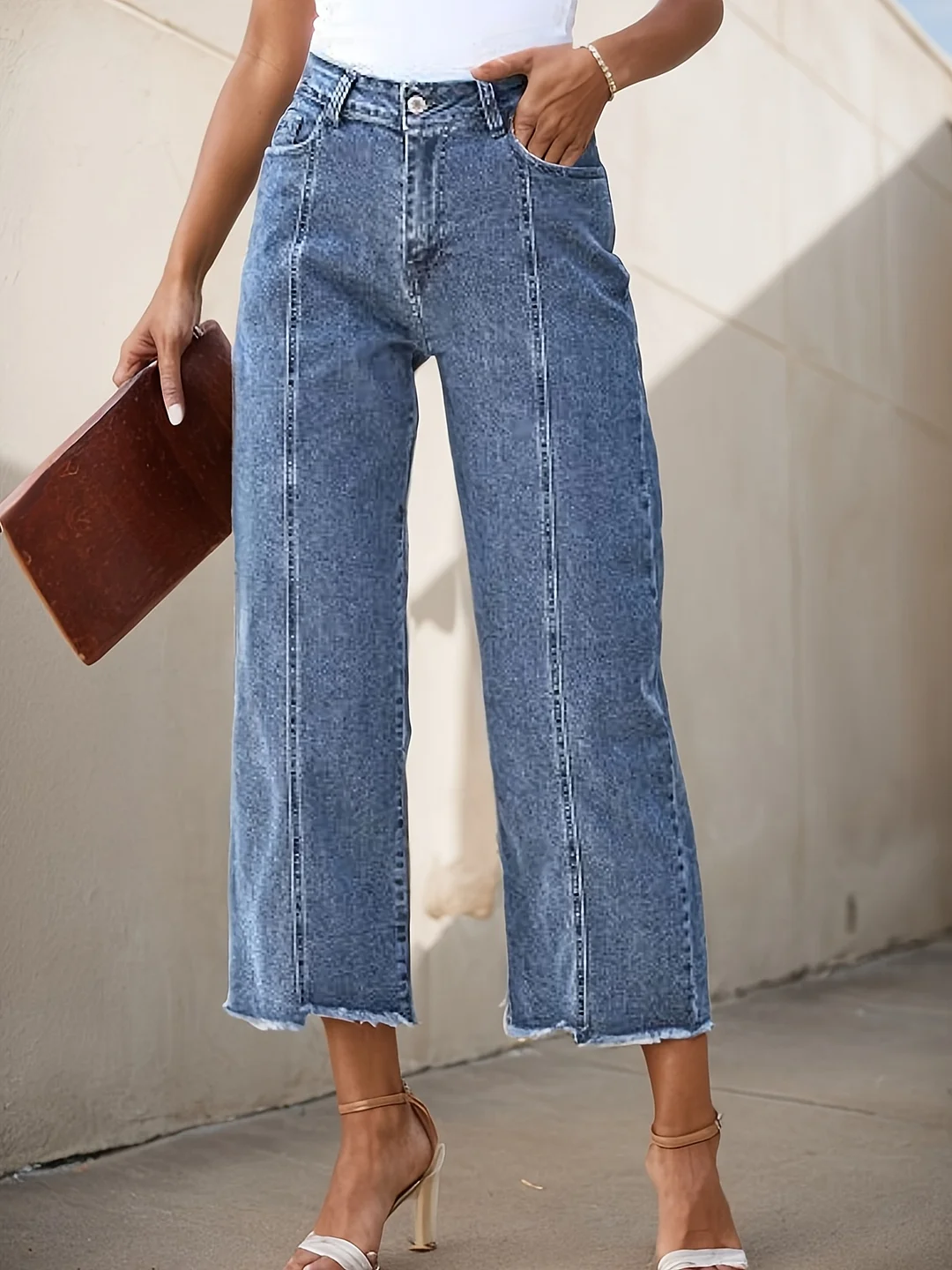 Women's 2025 New Jeans, Casual All-In-One High Waist Wide Leg Seven Straight Leg Pant | IFYHOME