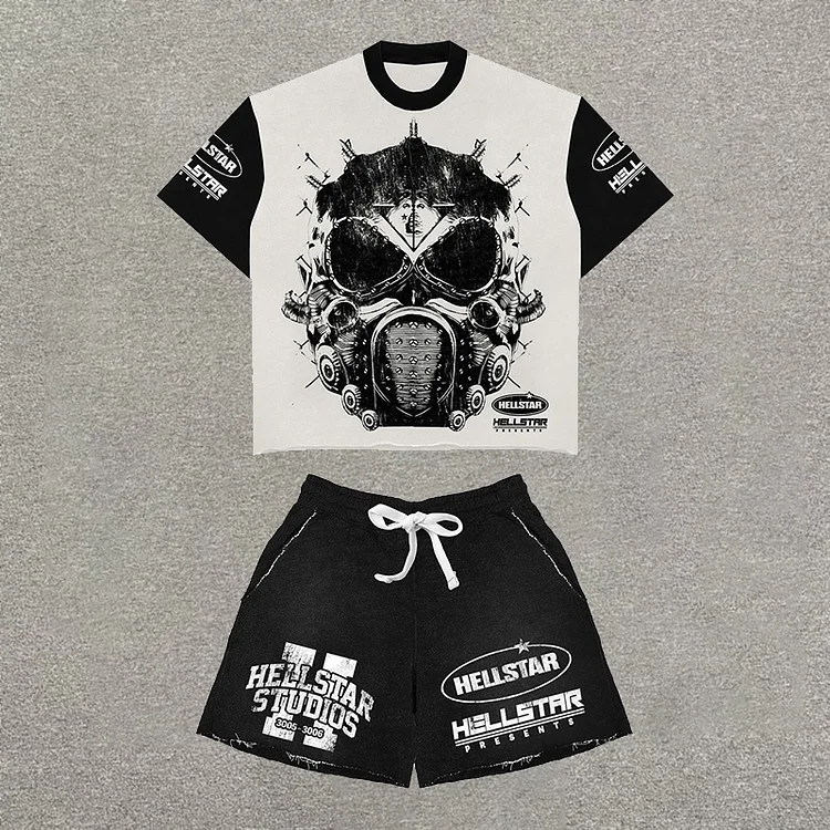 Vintage Hellstar Graphic T-Shirt And Shorts Set