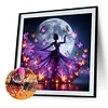 Papillons Et Figures Dansant Sous La Lune Perceuse Ronde Peinture Diamant-40*40CM