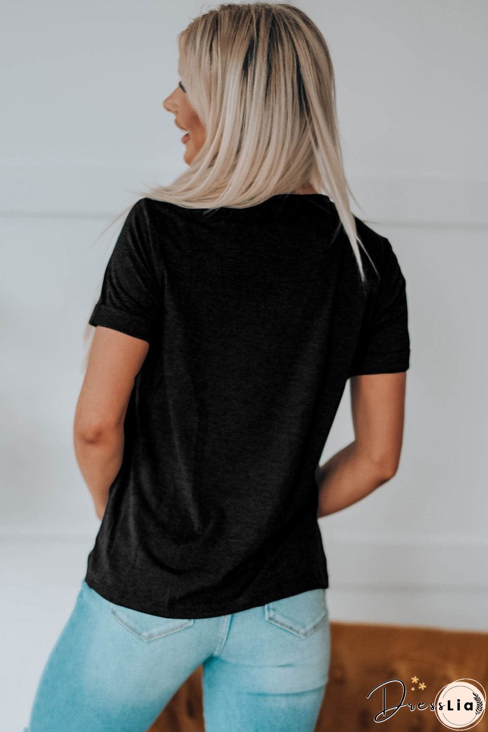 Black and Leopard Print XOXO T-Shirt, Casual Wear