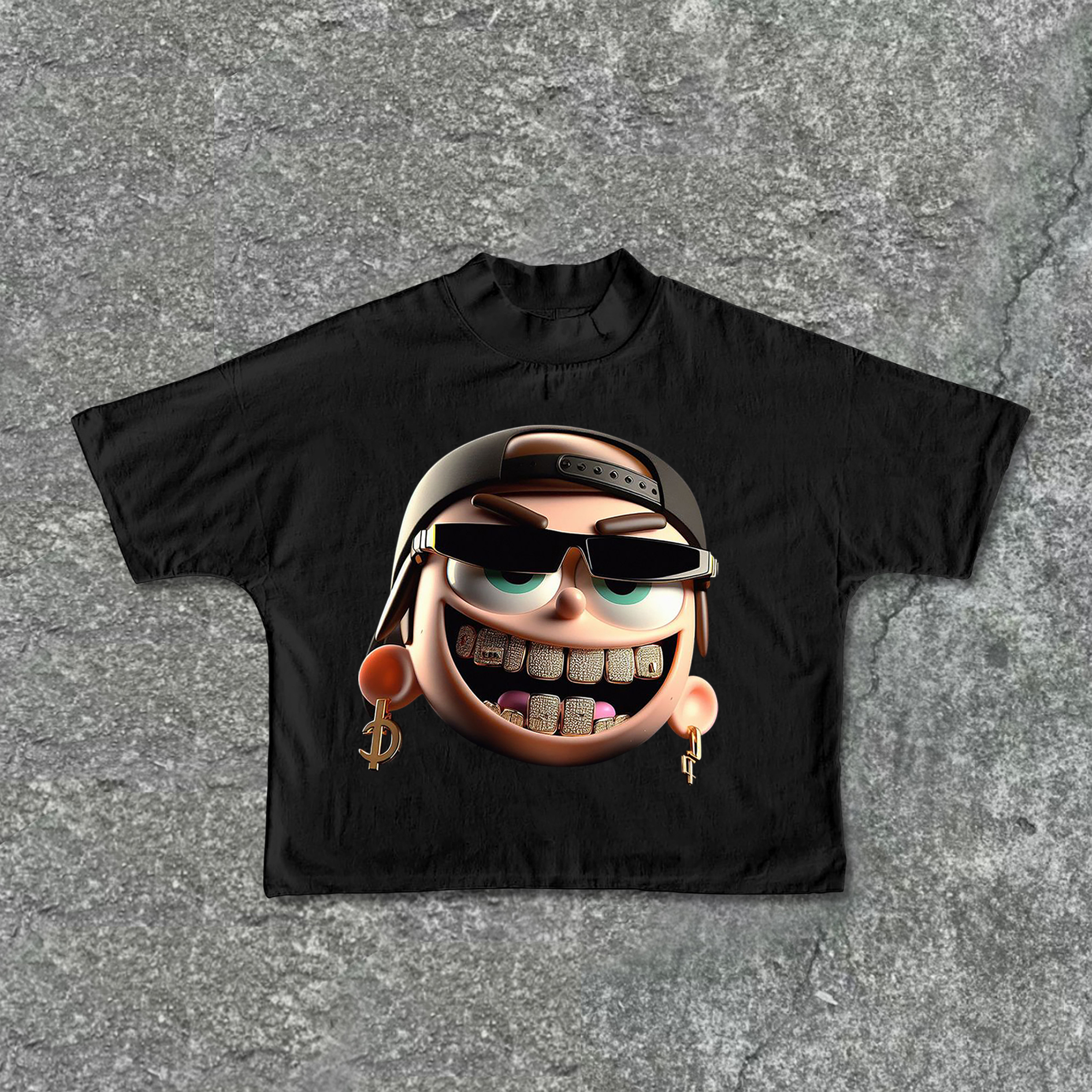 Casual Funny Cartoon Portrait Graphic Print Cropped T-Shirts