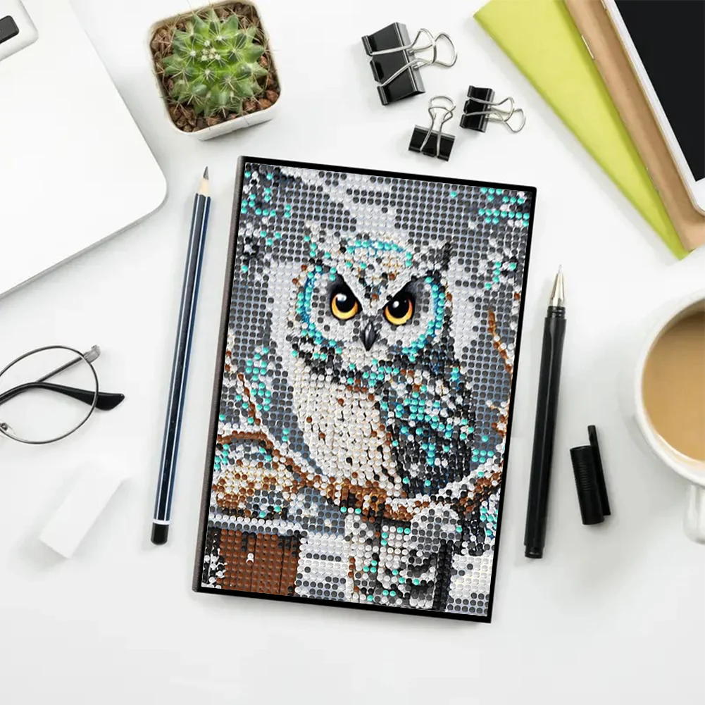 5D DIY Owl Diamond Art Painting Notebook Kit Crystal Notepad Sketchbook Gifts