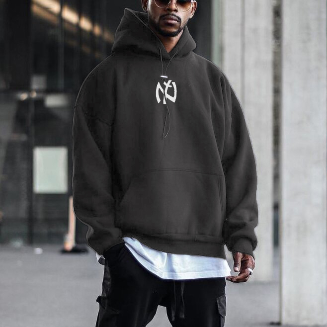 Men's Modern Casual Printed Color Long Sleeve Hoodie