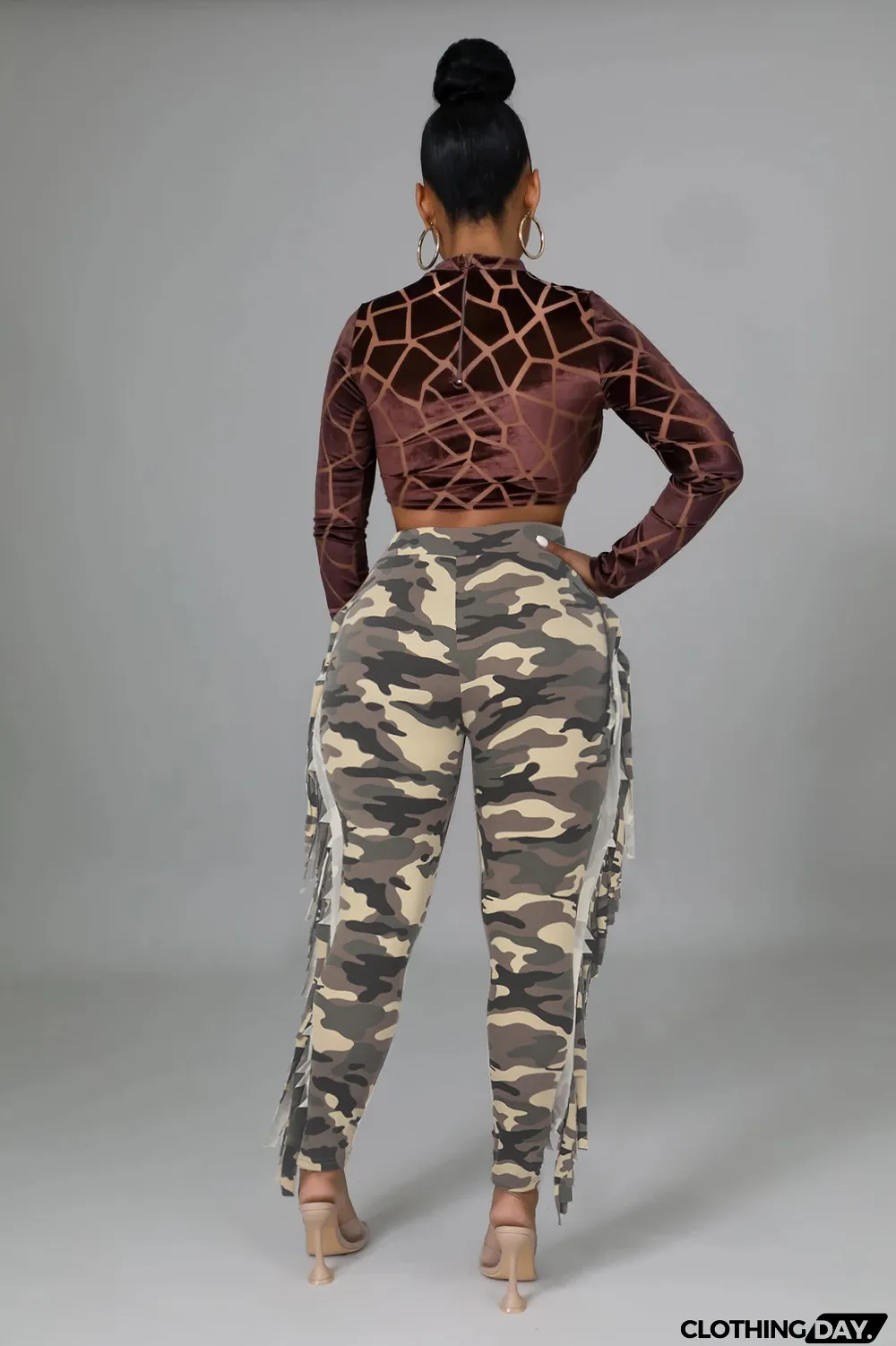 Tight Camouflage Tassel Pants