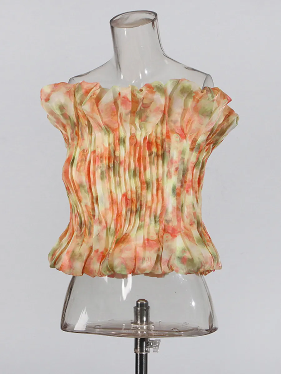 Brownm Sweet Wind Top 2025 Spring New Fresh And Comfortable Casual Fashion With A Word Shoulder Wood Ear To Wipe The Breast