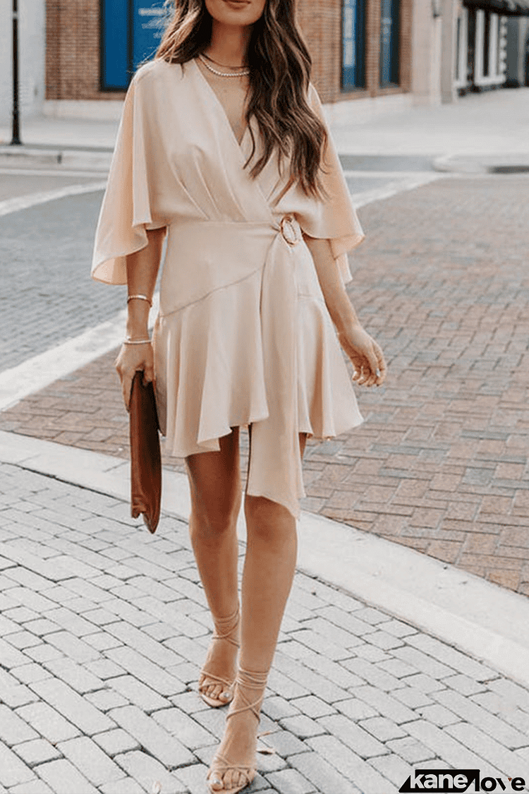 Ruffle V Neck Wrap Romper