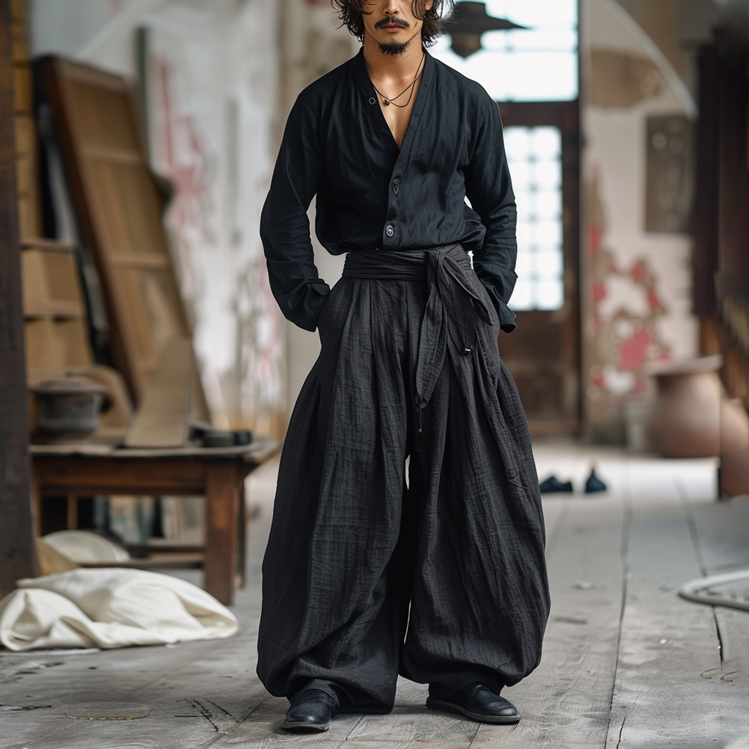 Men's Oversized Loose Linen Pants