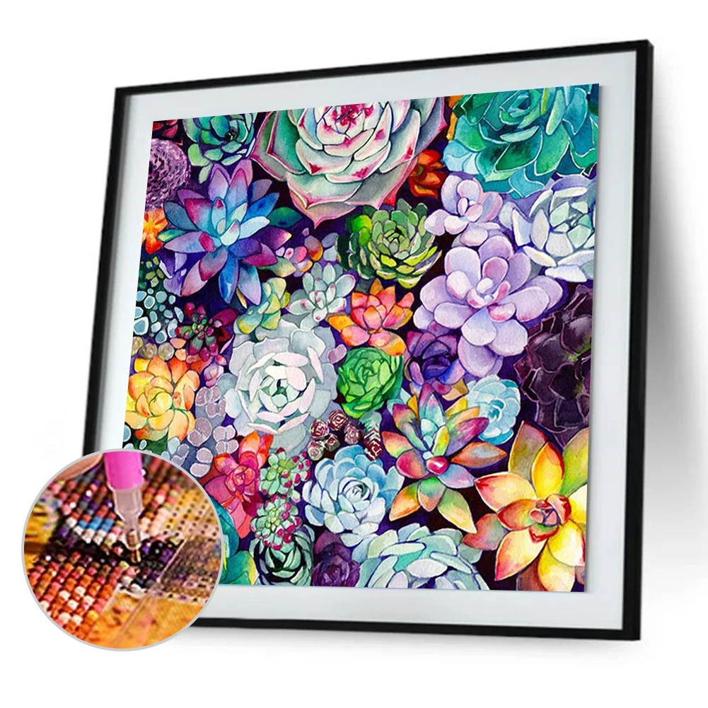 Diamond Painting - Full Round Drill - Succulent Plants(30*30cm)