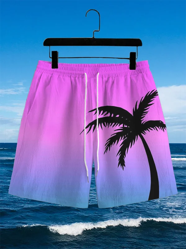 Men's Tropical Tree Gradient Art Print Casual Shorts
