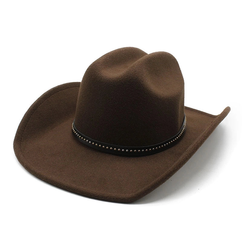 Retro British Coffee Woolen Hat Autumn And Winter Men’s And Women’s Western Cowboy Hat Big Brim Wide Brim Sun Hat Tide
