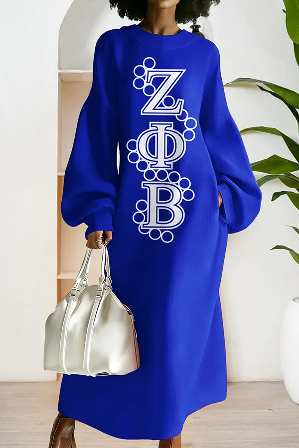 Casual Zeta Phi Beta Sorority Long Sweatshirt Dress