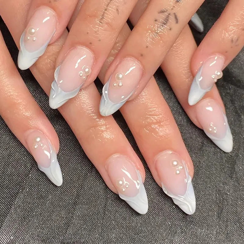 Churchf Churchf Nail Patch Can Be Removed Nail Stereo Sea Wear Armour Pearl Beauty Armour Piece Fairy Gas Drill Style 24 Pieces