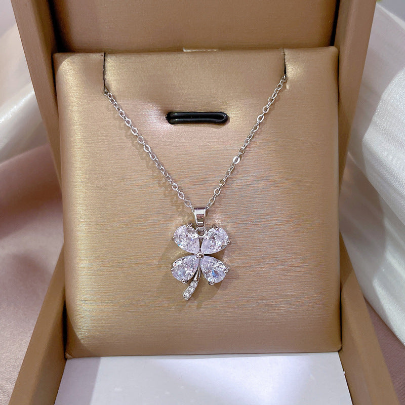 2 Pieces Minimalist Geometric Titanium Steel Diamond Inlay Necklaces