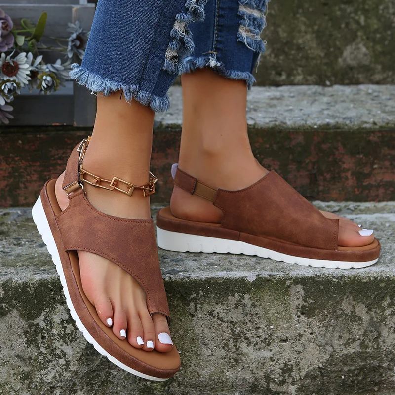 Bunion Concealing Arch Support PU Leather Sandals
