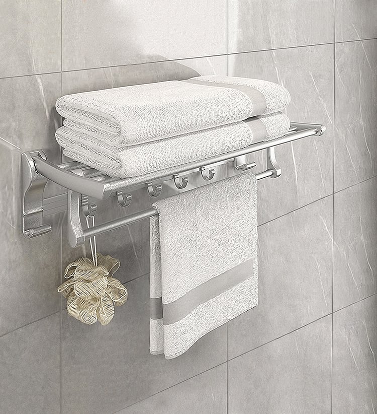 Wall No-drilling Aluminum   Bath Towel Storage Rack