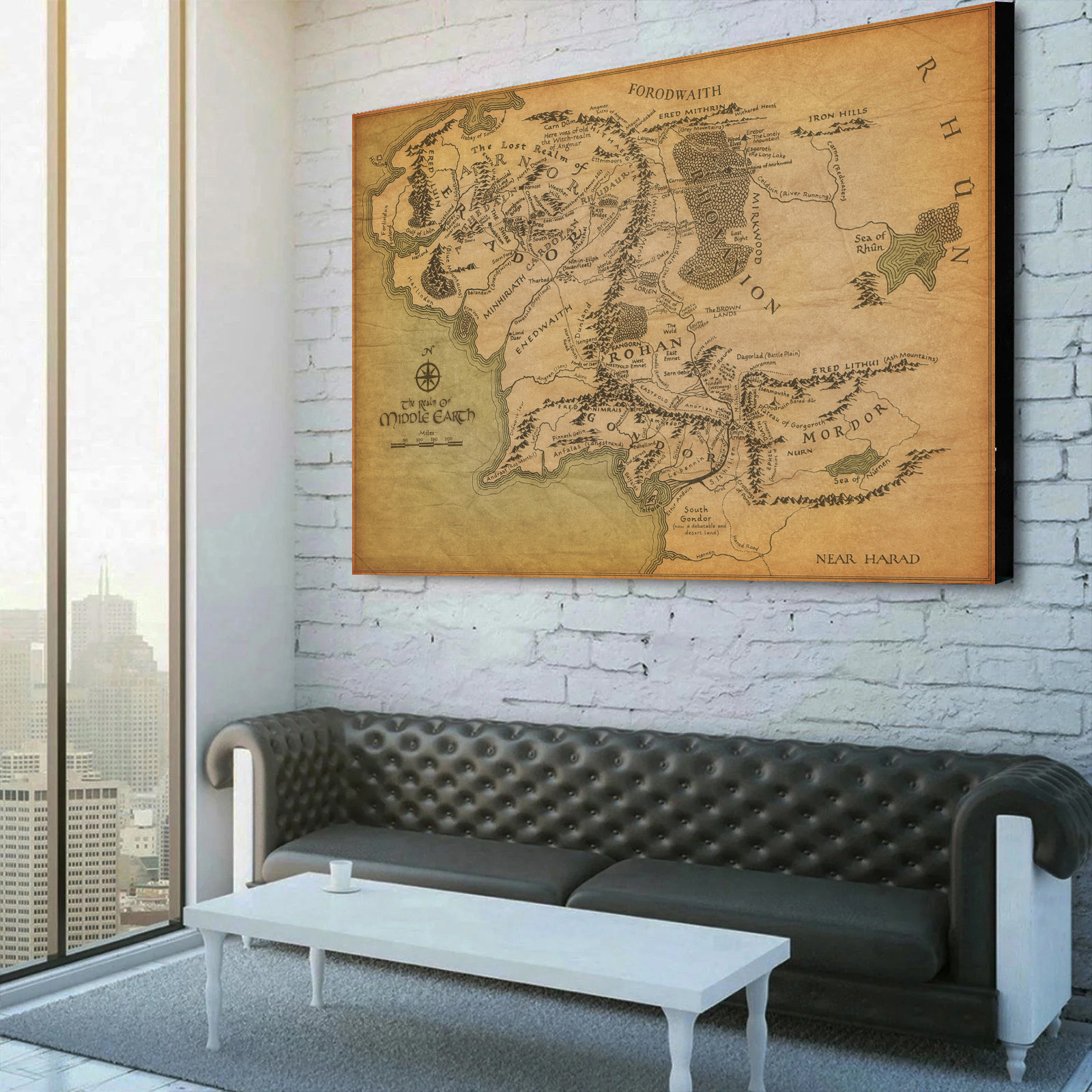 The Lord of the Rings Middle-earth Map Canvas Wall Art 