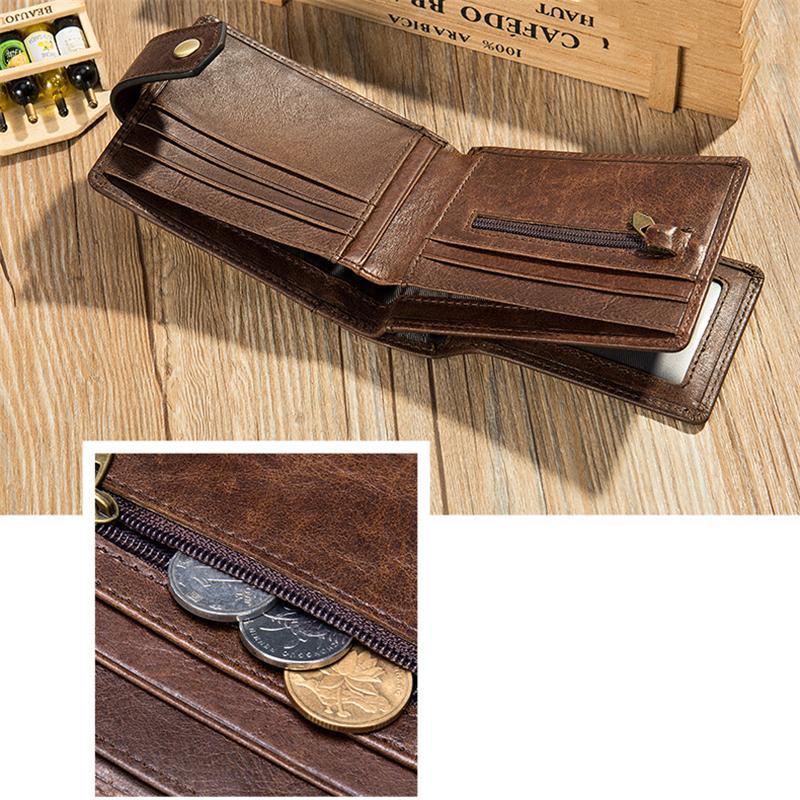 Anti-Scan Genuine Leather Currency Pocket Slip Pocket Coin Slot Lightweight Wallet