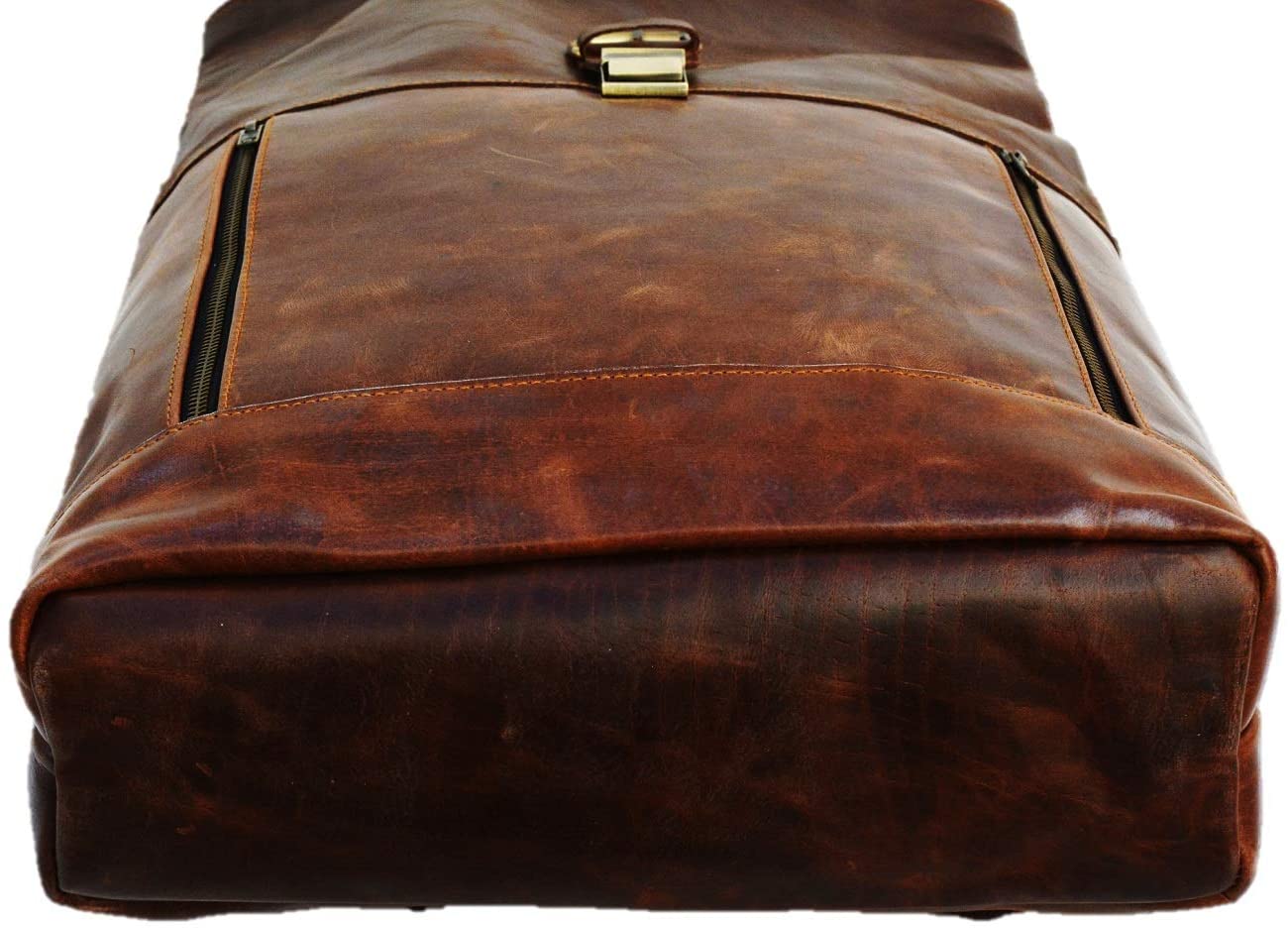 Leather Vintage Roll on Laptop Backpack For Men
