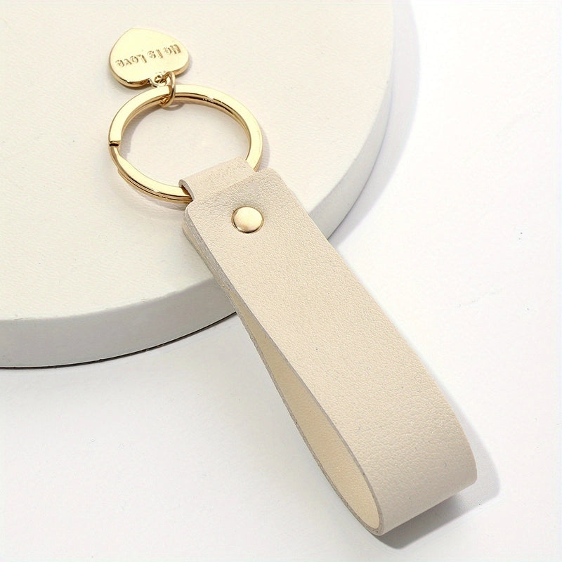 Minimalist Solid Color Pu Leather Women’s Keychain