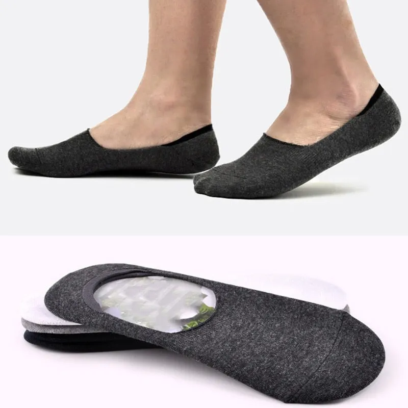6pcs=3Pair/lot Fashion Men Boat Socks Invisible Cotton Socks Male Ankle slippers Summer Autumn Non-slip Silicone socks