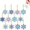 12pcs 2D Flat DIY Diamond Painting Keychain Double Sided Keyrings (Snowflakes)