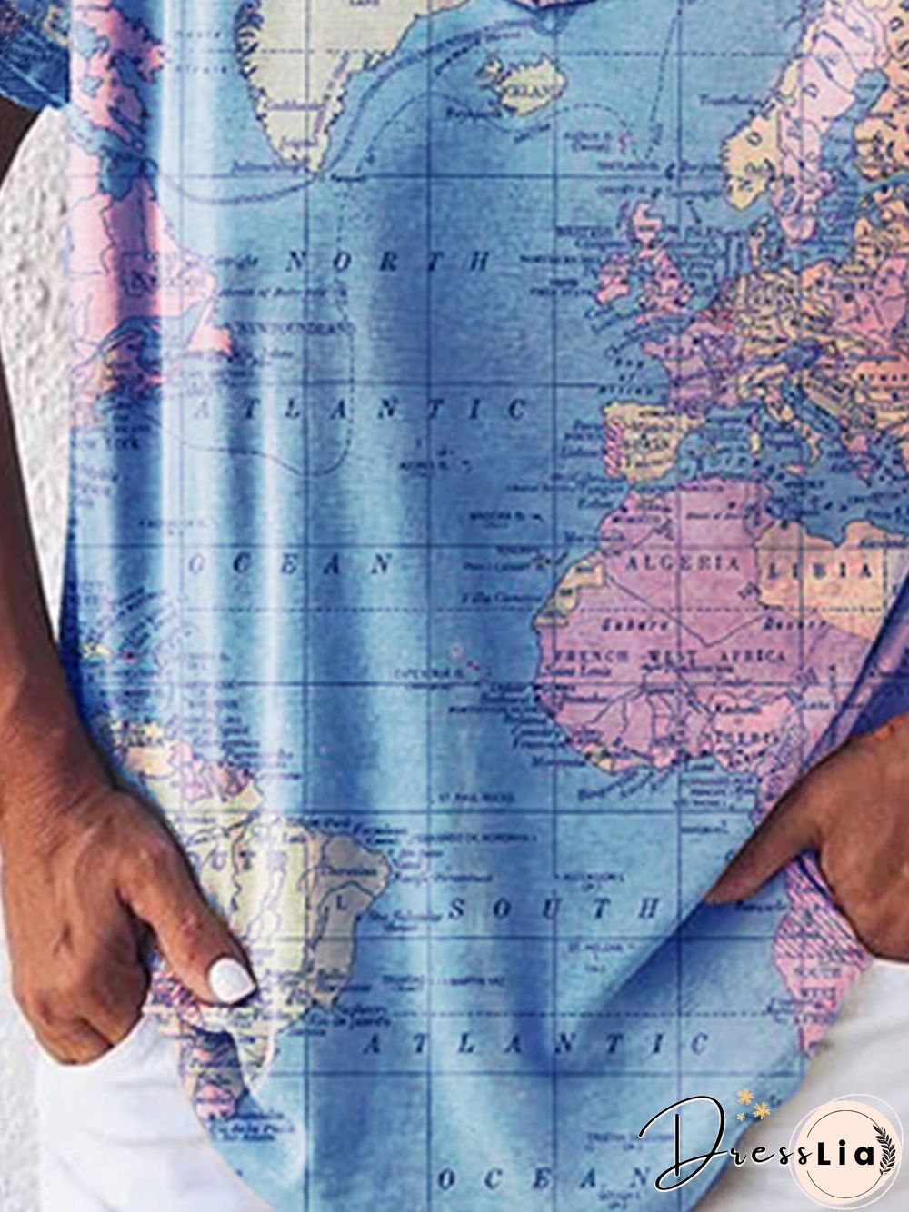 Printed V Neck Cotton Short Sleeve T-shirt