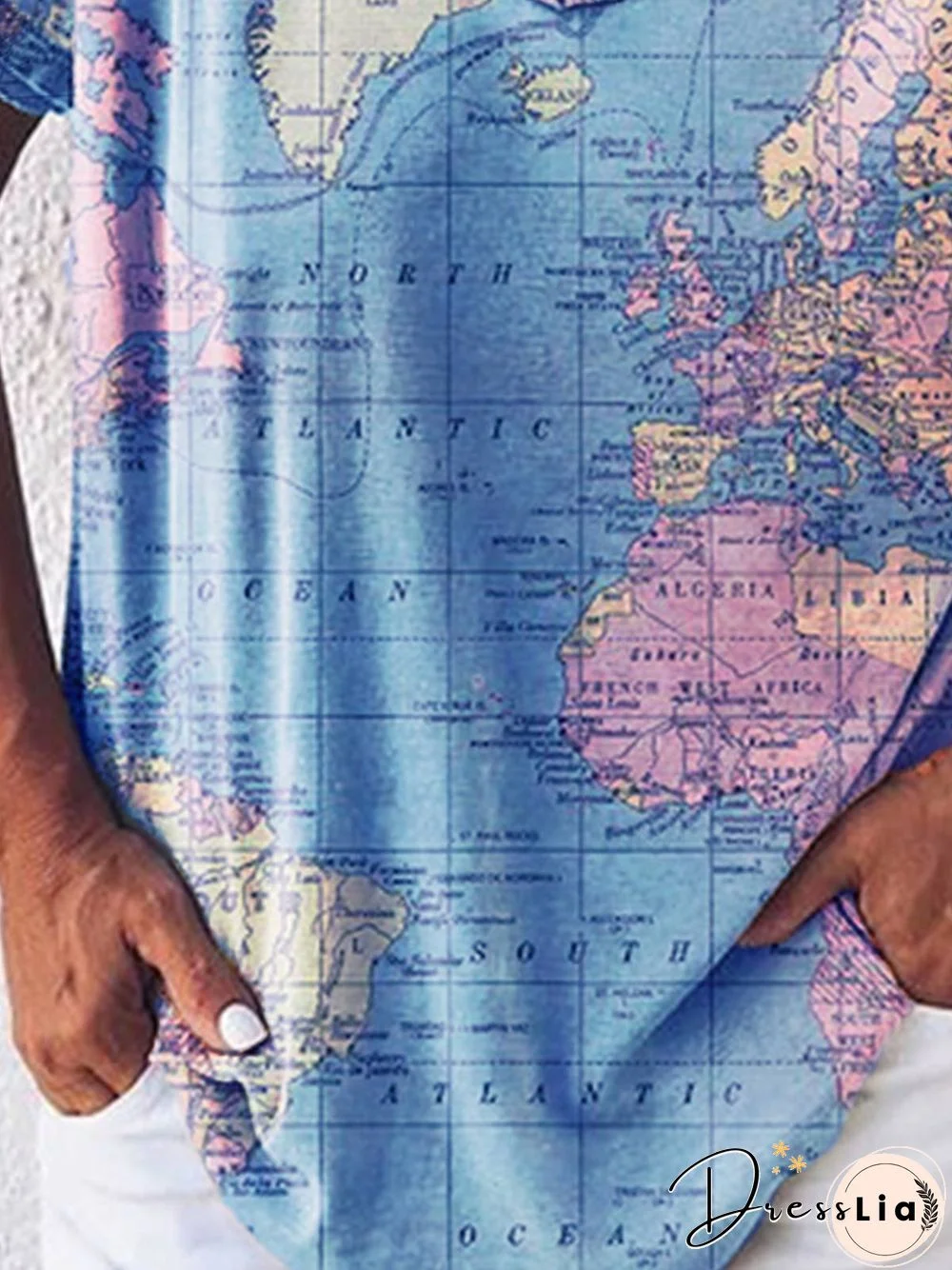 Printed V Neck Cotton Short Sleeve T-shirt