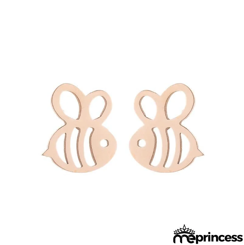 Women Fashion Hollow Eagle Owl Snake Dolphin Bee Giraffe Elephant Dog Cat Rabbit Fish Bird Penguim Stainless Steel Stud Earrings